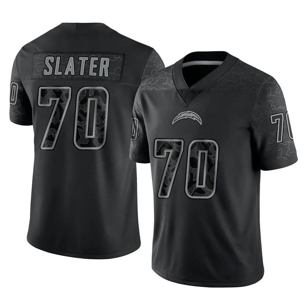 harde LA.Chargers #70 Rashawn Slater Player Black Limited Reflective Home Game Stitched Jerseys