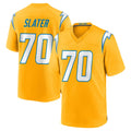 harde LA.Chargers #70 Rashawn Slater Player Gold Home Game Stitched Jerseys