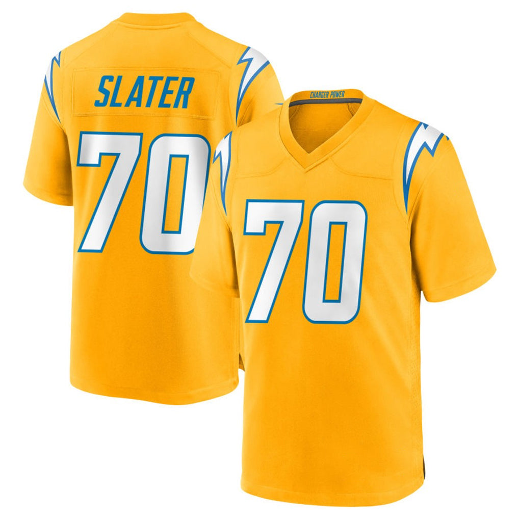 harde LA.Chargers #70 Rashawn Slater Player Gold Home Game Stitched Jerseys