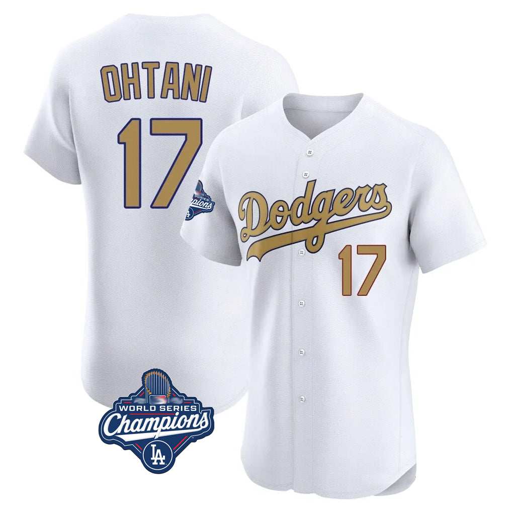 harde LA.Dodgers #17 Shohei Ohtani Player Gold World Series Meet Limited Elite Home Stitched Jerseys
