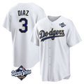 harde LA.Dodgers #3 Edwin D¡§aaz Player Gold White World Series 2026 Collection Stadium Game Stitched Jerseys
