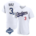 harde LA.Dodgers #3 Edwin D¡§aaz Player Gold White World Series Meet 2026 Collection Stadium Limited Elite Stitched Jerseys