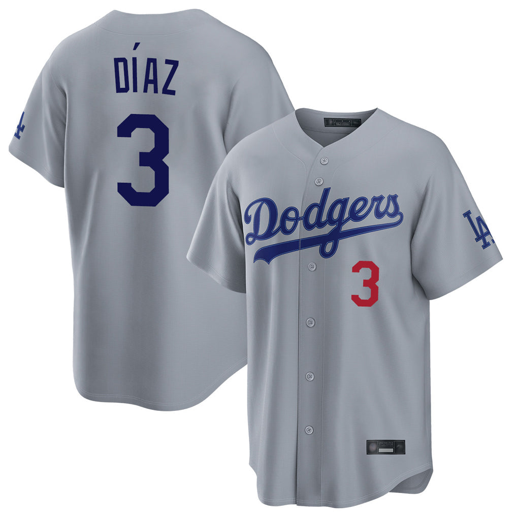 harde LA.Dodgers #3 Edwin D¡§aaz Player Gray Game Home Stitched Jerseys