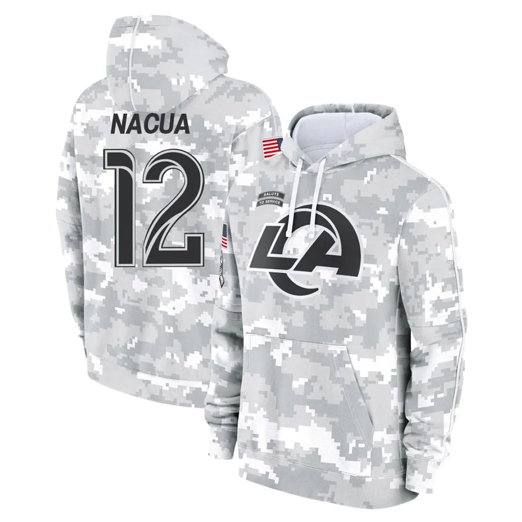 harde LA.Rams #12 Puka Nacua Player Arctic Camo Salute to Service Hoodies Limited Game Stitched Jerseys