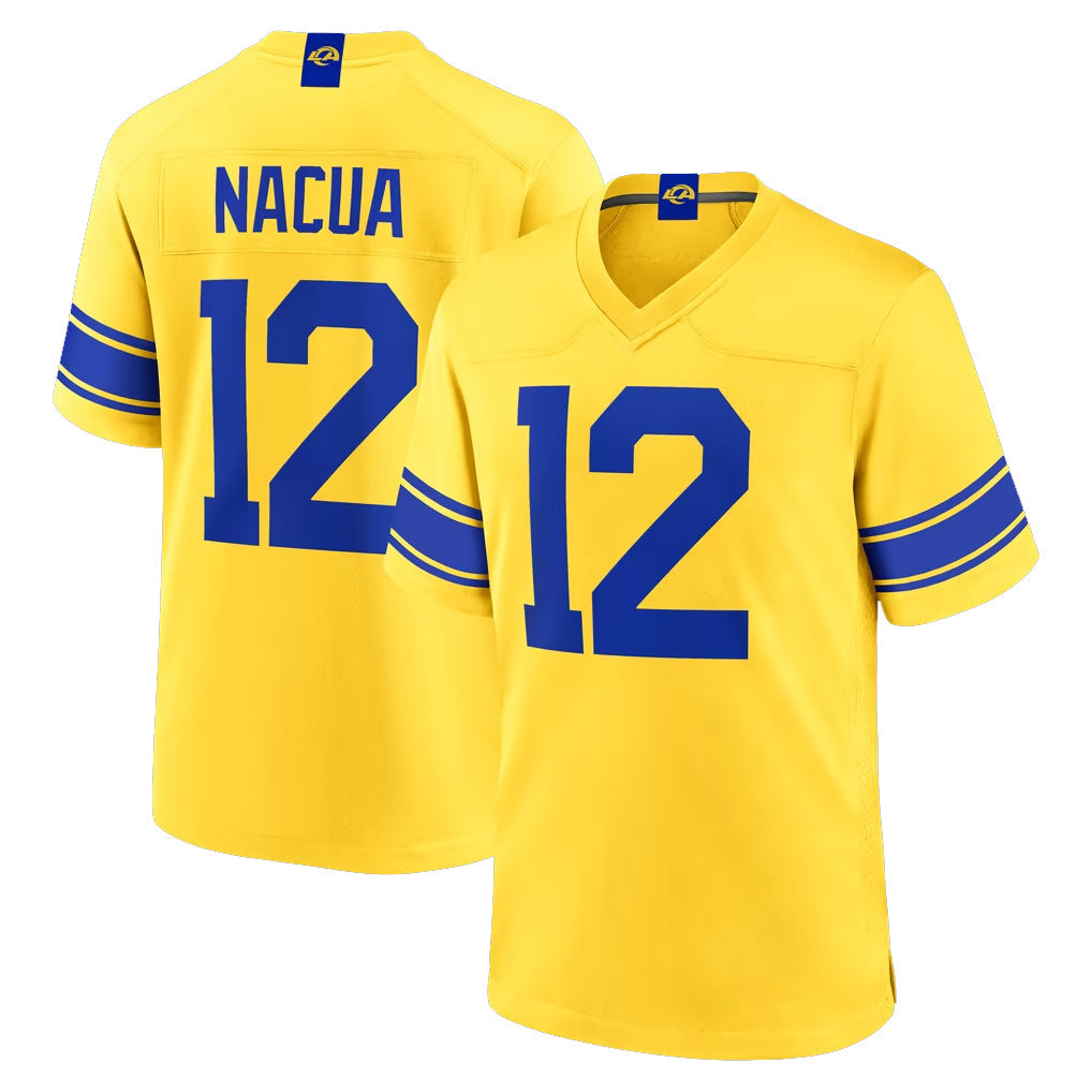 harde LA.Rams #12 Puka Nacua Player Gold Classic Sol Home Game Stitched Jerseys