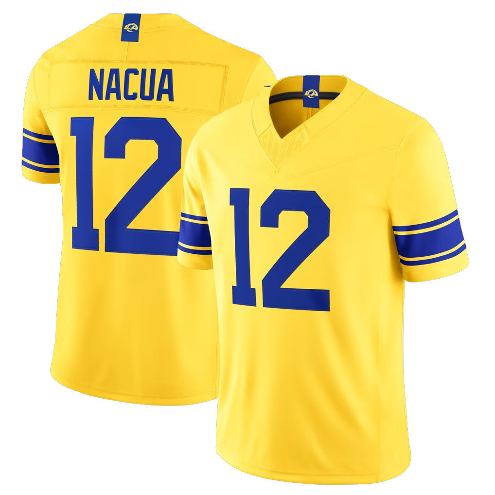 harde LA.Rams #12 Puka Nacua Player Gold Classic Sol Vapor F.U.S.E. Home Game Stitched Jerseys