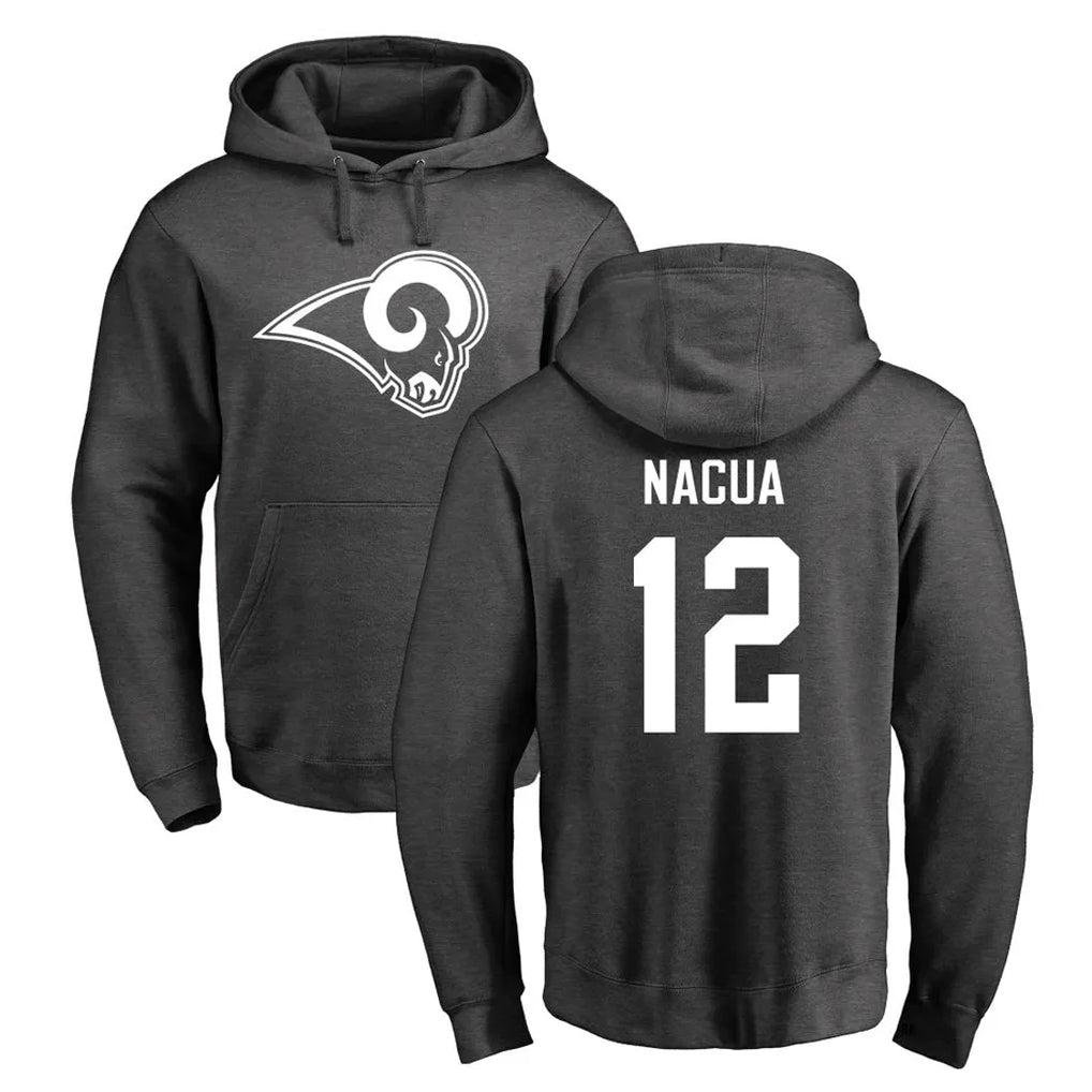 harde LA.Rams #12 Puka Nacua Player Gray Pullover Hoodie Limited Game Stitched Jerseys