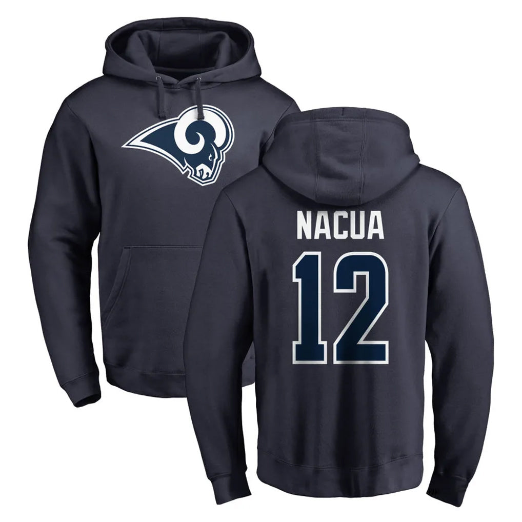 harde LA.Rams #12 Puka Nacua Player Navy Pullover Hoodie Limited Game Stitched Jerseys