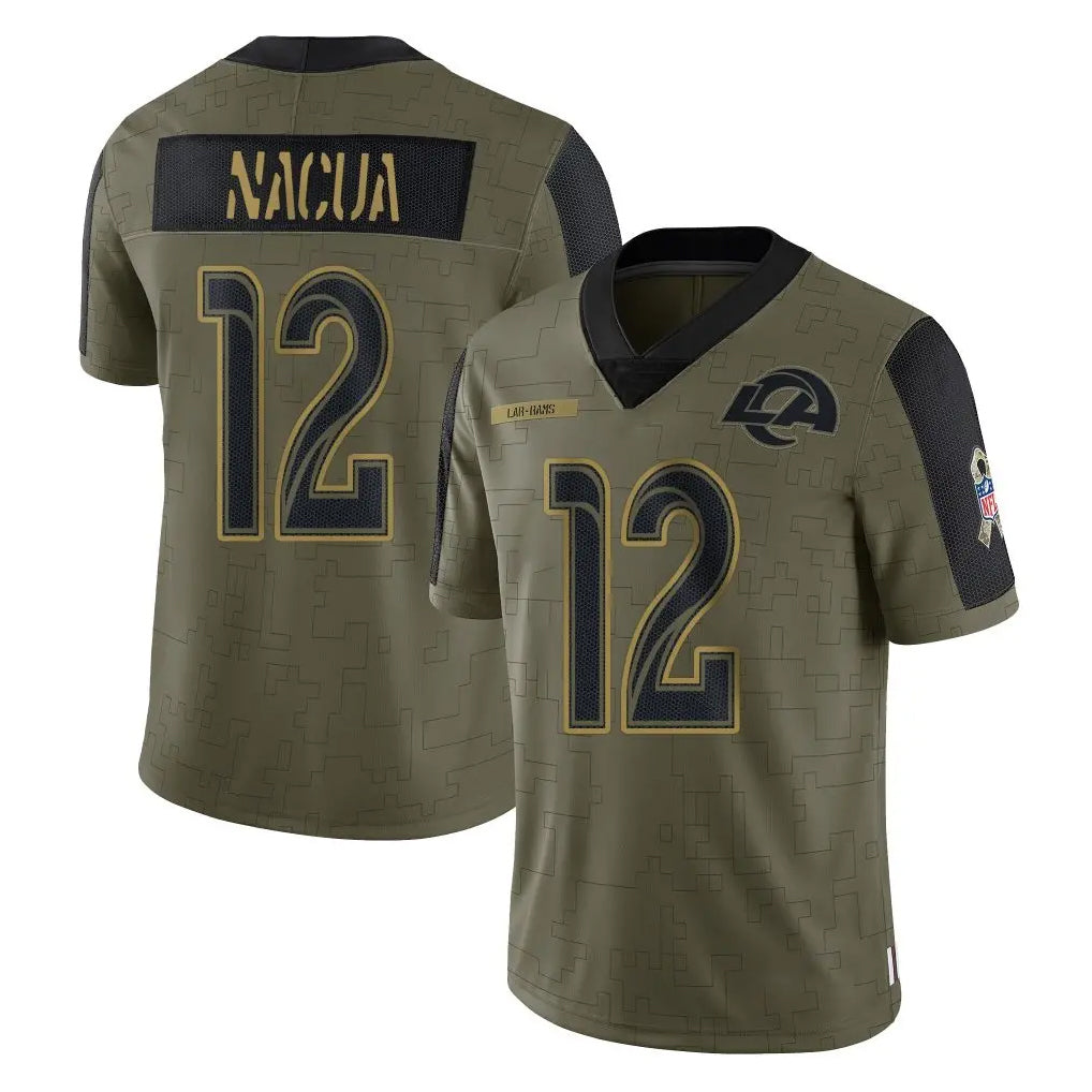 harde LA.Rams #12 Puka Nacua Player Olive Salute To Service Limited Game Stitched Jerseys