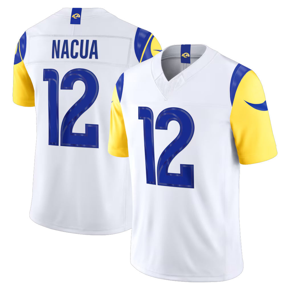harde LA.Rams #12 Puka Nacua Player White Vapor F.U.S.E. Limited Home Game Stitched Jerseys