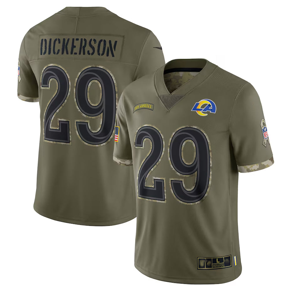 harde LA.Rams #29 Eric Dickerson Player Salute To Service Olive Football Jerseys