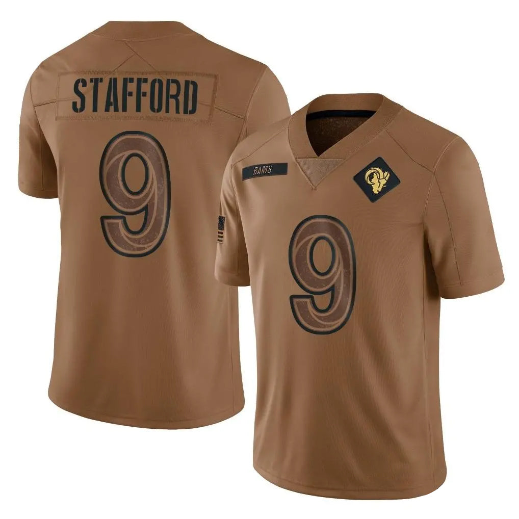 harde LA.Rams #9 Matthew Stafford Player Brown Salute To Service Limited Stitched Jerseys