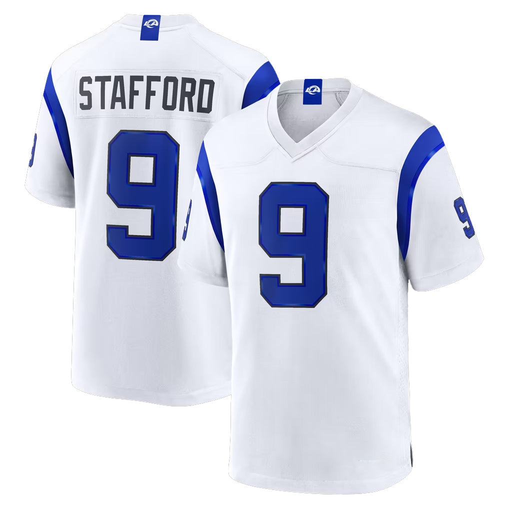 harde LA.Rams #9 Matthew Stafford Player Fearsome White Home Game Stitched Jerseys