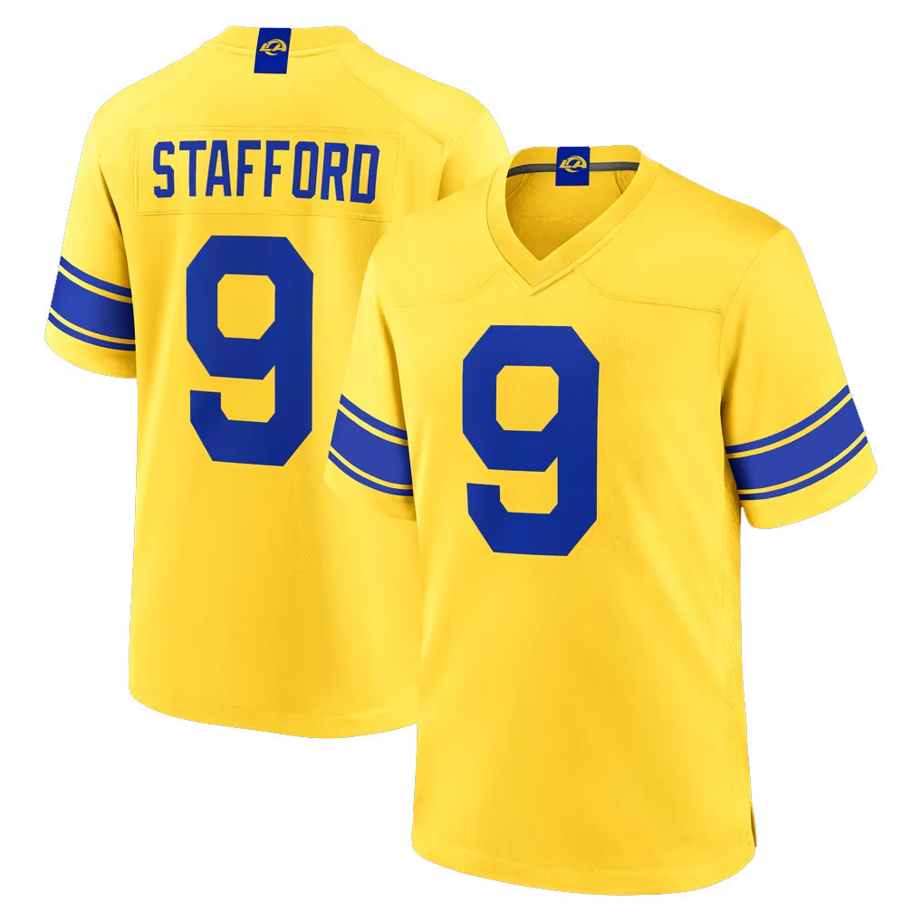 harde LA.Rams #9 Matthew Stafford Player Gold Classic Sol Home Game Stitched Jerseys