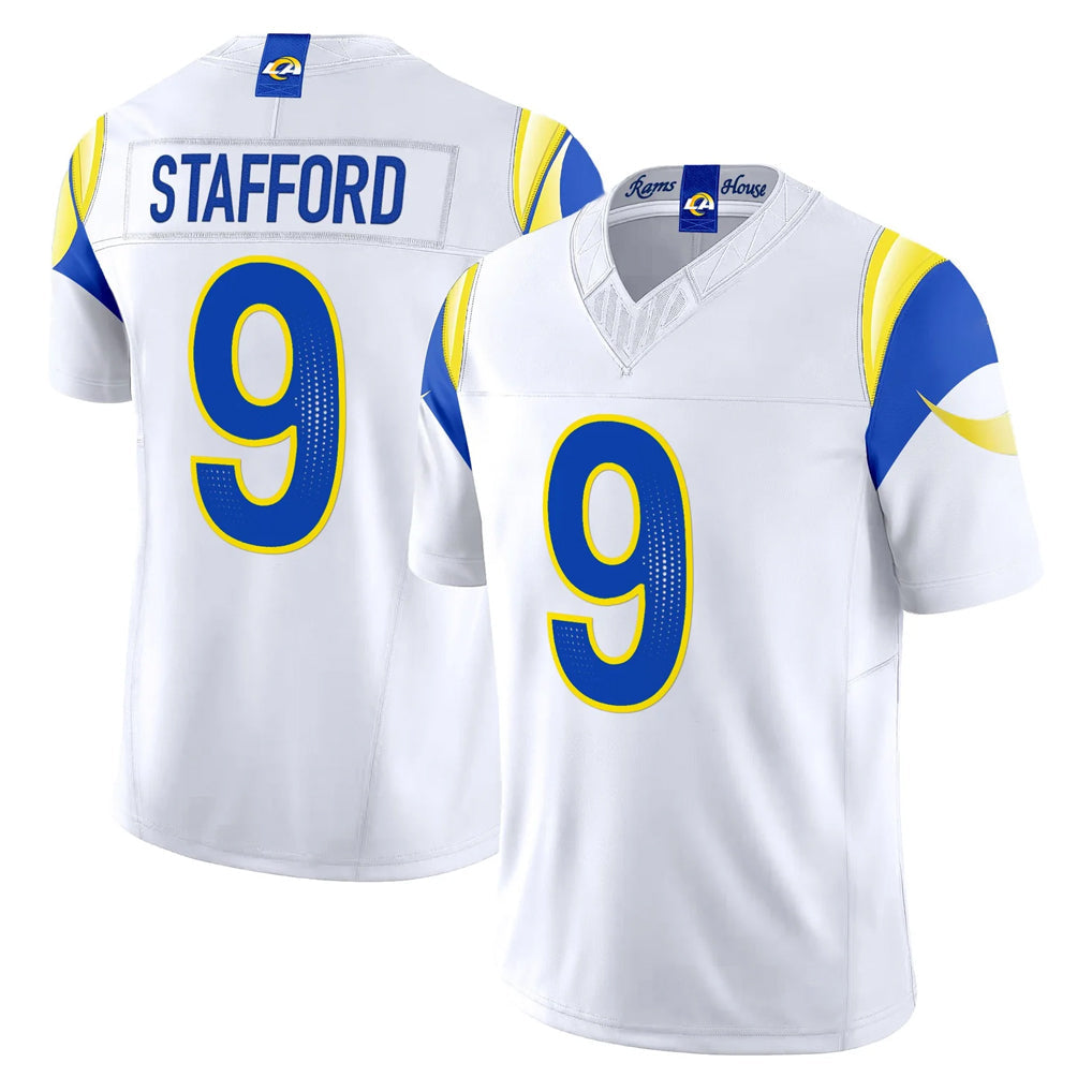 harde LA.Rams #9 Matthew Stafford Player White Rivalries Vapor Limited Home Game Stitched Jerseys