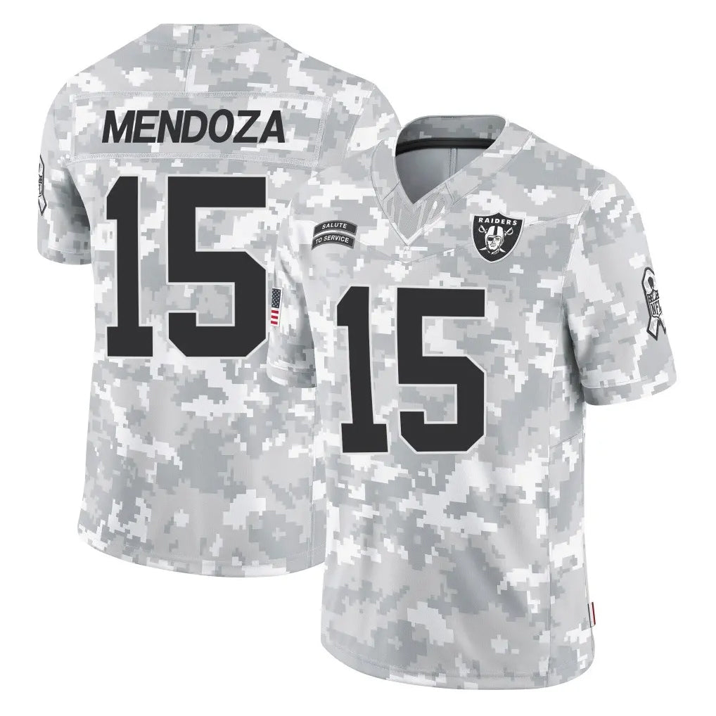 harde LV.Raiders #15 Fernando Mendoza Player Arctic Camo Salute To Service Limited Game Stitched Jerseys