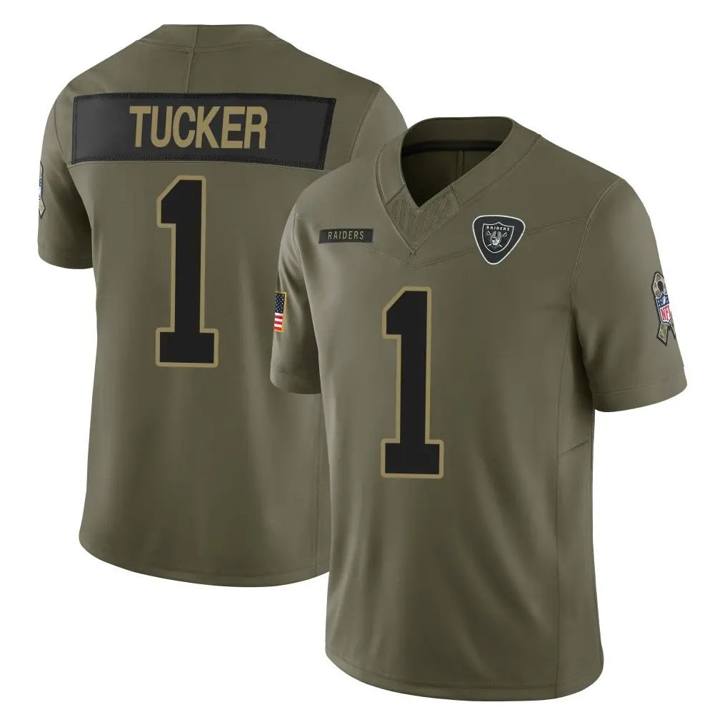 harde LV.Raiders #1 Tre Tucker Player Olive 2025 Salute To Service Limited Game Stitched Jerseys