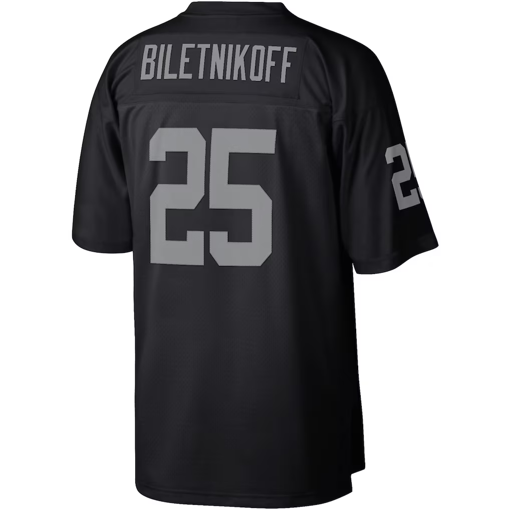 harde LV.Raiders #25 Fred Biletnikoff Mitchell & Ness Black Legacy Replica Jersey