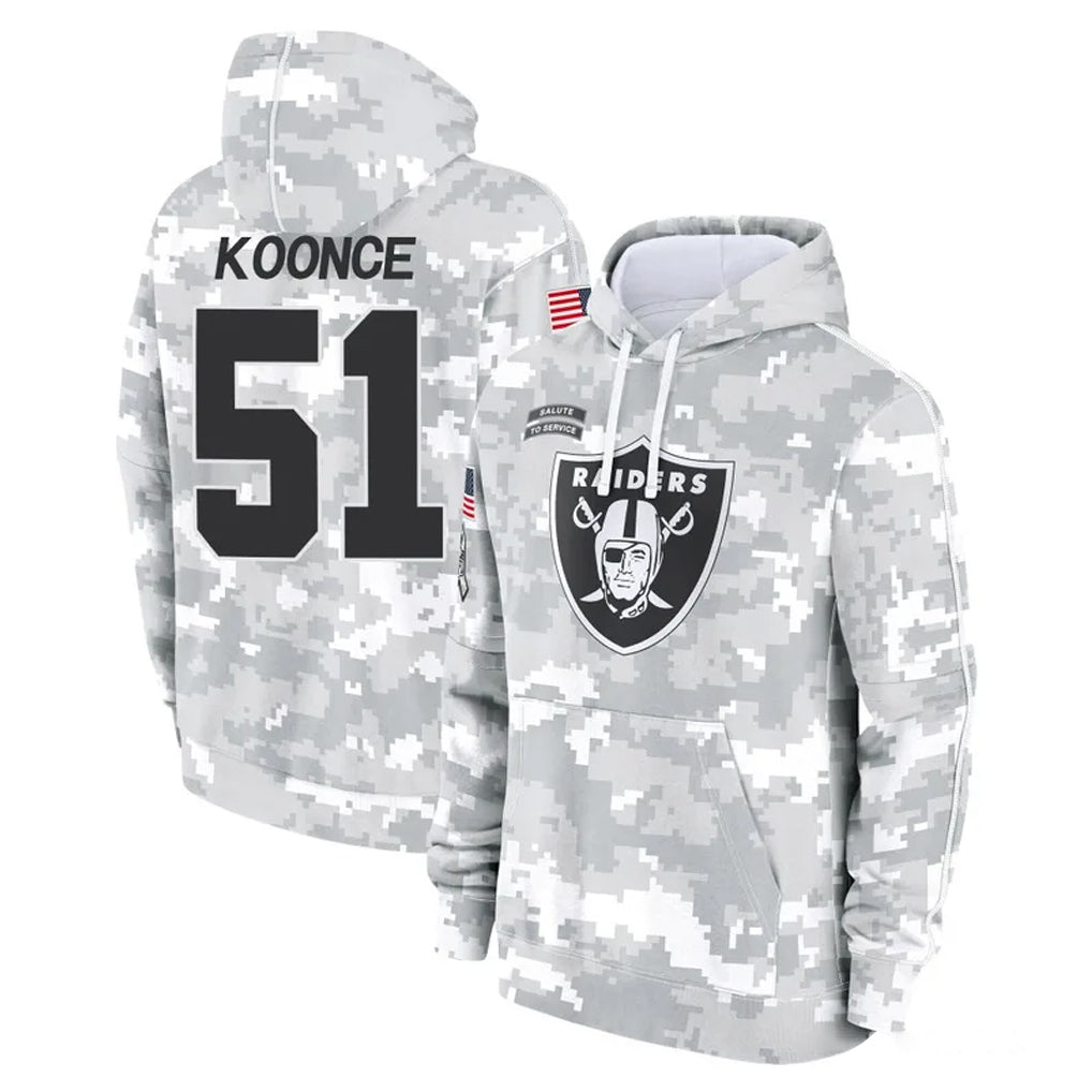 harde LV.Raiders #51 Malcolm Koonce Player Arctic Camo Salute to Service Hoodies Limited Game Stitched Jerseys