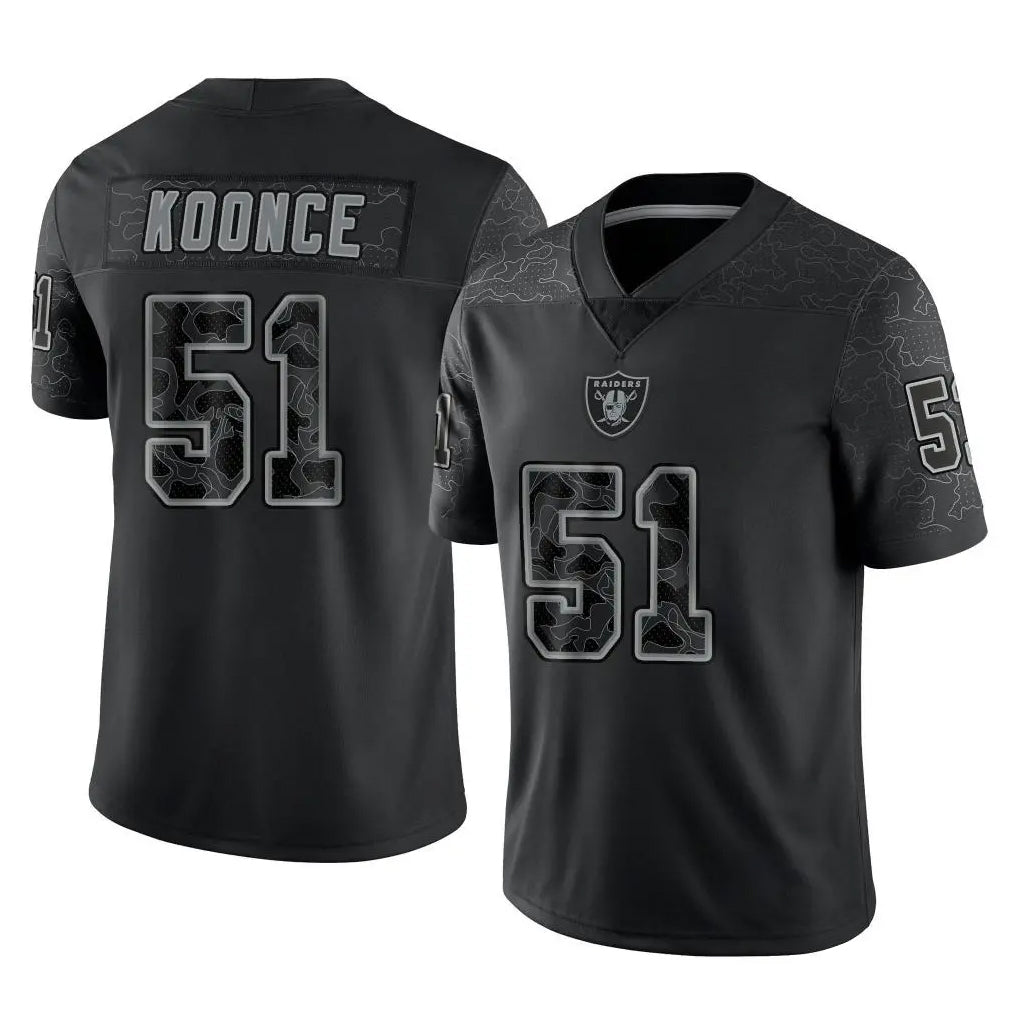 harde LV.Raiders #51 Malcolm Koonce Player Black Reflective Limited Game Stitched Jerseys