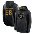 harde LV.Raiders #58 Jackson Powers-Johnson Player Black Salute to Service Hoodies Limited Game Stitched Jerseys