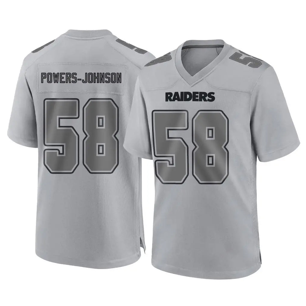 harde LV.Raiders #58 Jackson Powers-Johnson Player Gray Atmosphere Fashion Limited Game Stitched Jerseys
