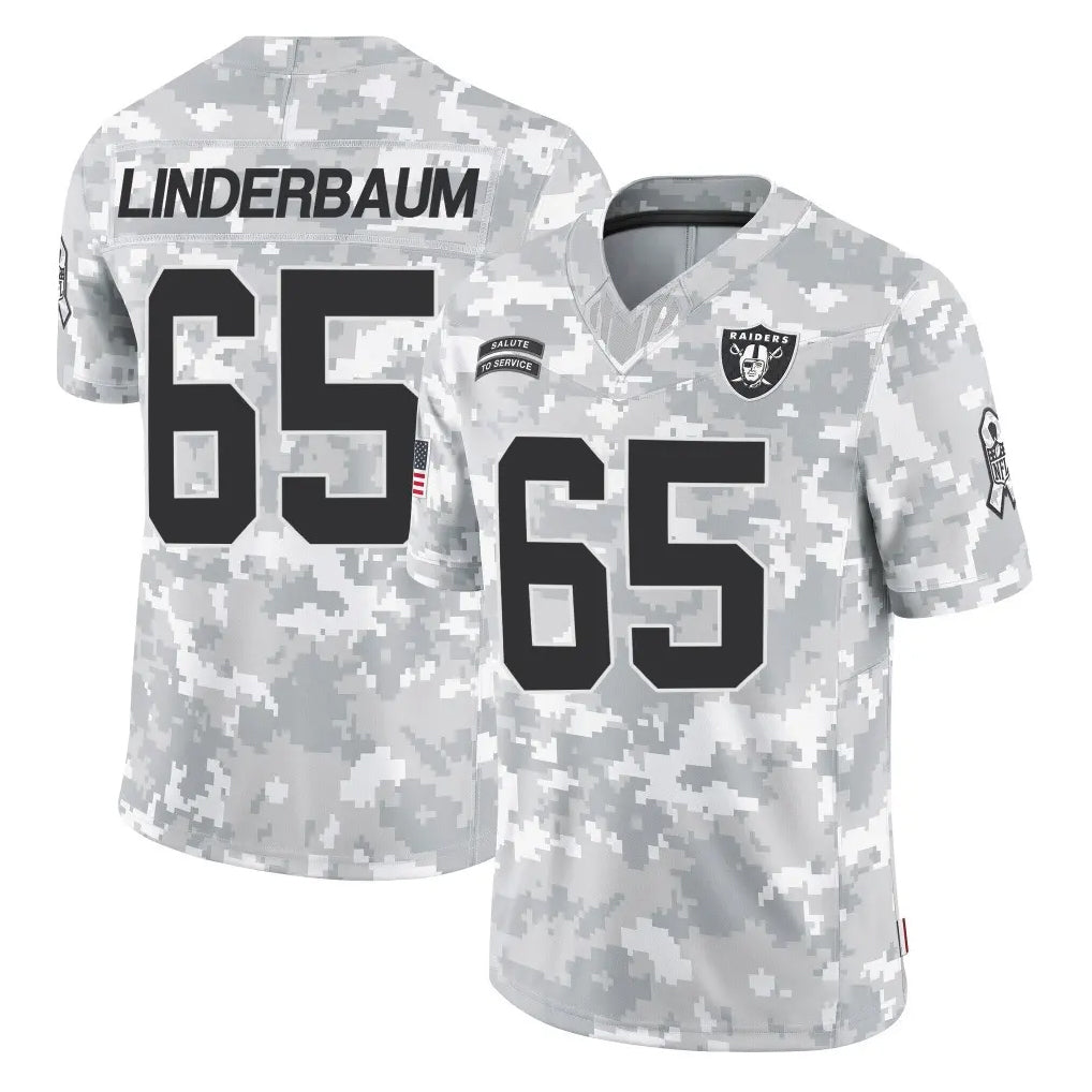 harde LV.Raiders #65 Tyler Linderbaum Player Arctic Camo Salute To Service Limited Game Stitched Jerseys