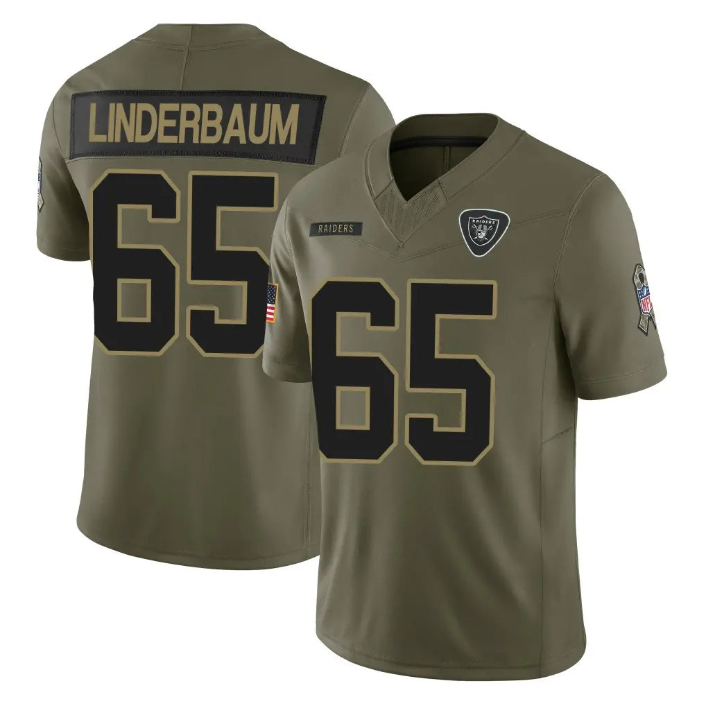 harde LV.Raiders #65 Tyler Linderbaum Player Olive 2025 Salute To Service Limited Game Stitched Jerseys