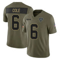 harde LV.Raiders #6 A.J. Cole Player Olive 2025 Salute To Service Limited Game Stitched Jerseys