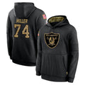 harde LV.Raiders #74 Kolton Miller Player Black Salute to Service Hoodies Limited Game Stitched Jerseys