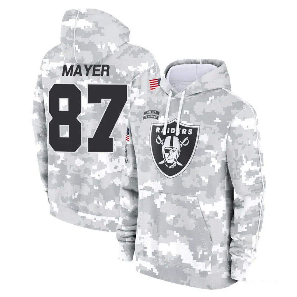harde LV.Raiders #87 Michael Mayer Player Arctic Camo Salute to Service Hoodies Limited Game Stitched Jerseys