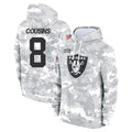 harde LV.Raiders #8 Kirk Cousins Player Arctic Camo Salute to Service Hoodies Limited Game Stitched Jerseys