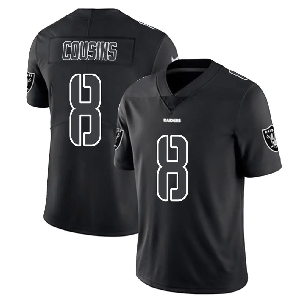 harde LV.Raiders #8 Kirk Cousins Player Black Limited Black Impact Home Game Stitched Jerseys