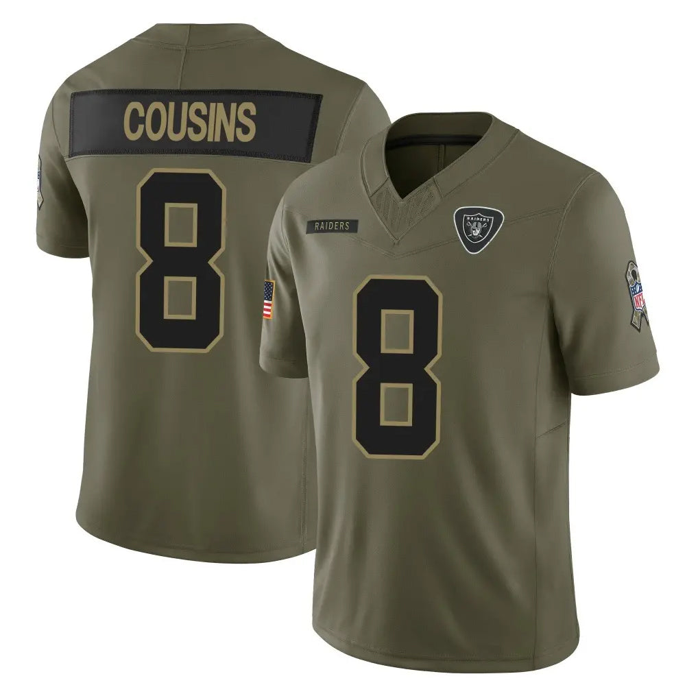 harde LV.Raiders #8 Kirk Cousins Player Olive 2025 Salute To Service Limited Game Stitched Jerseys