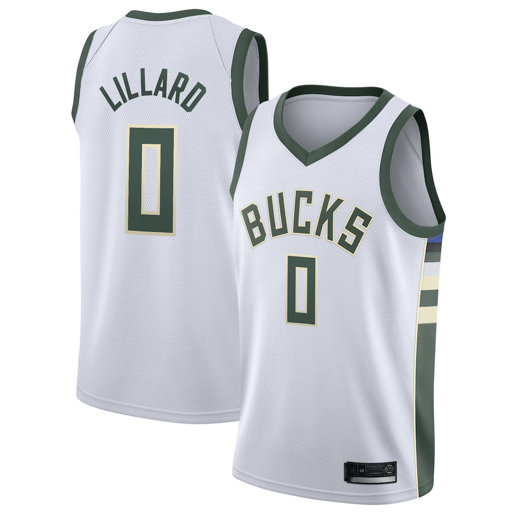 harde M.Bucks #0 Damian Lillard White Swingman Player Jerseys - Association Edition