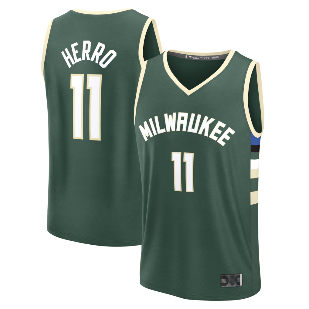 harde M.Bucks #11 Tyler Herro Hunter Green Fast Break Replica Jerseys - Icon Edition