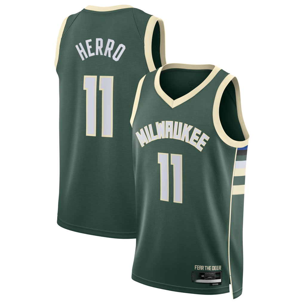 harde M.Bucks #11 Tyler Herro Hunter Green Swingman Jerseys - Icon Edition