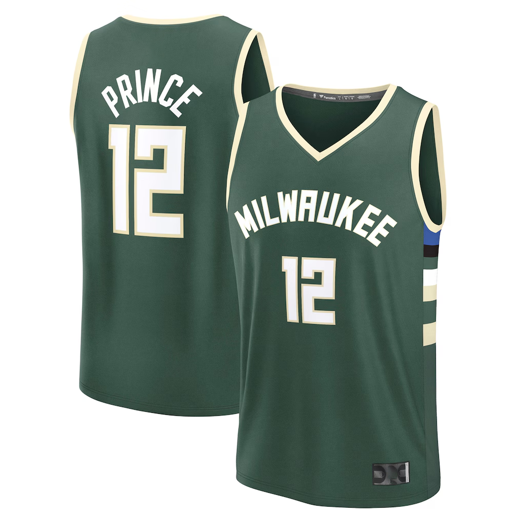 harde M.Bucks #12 Taurean Prince Hunter Green Fast Break Replica Player Jerseys - Icon Edition