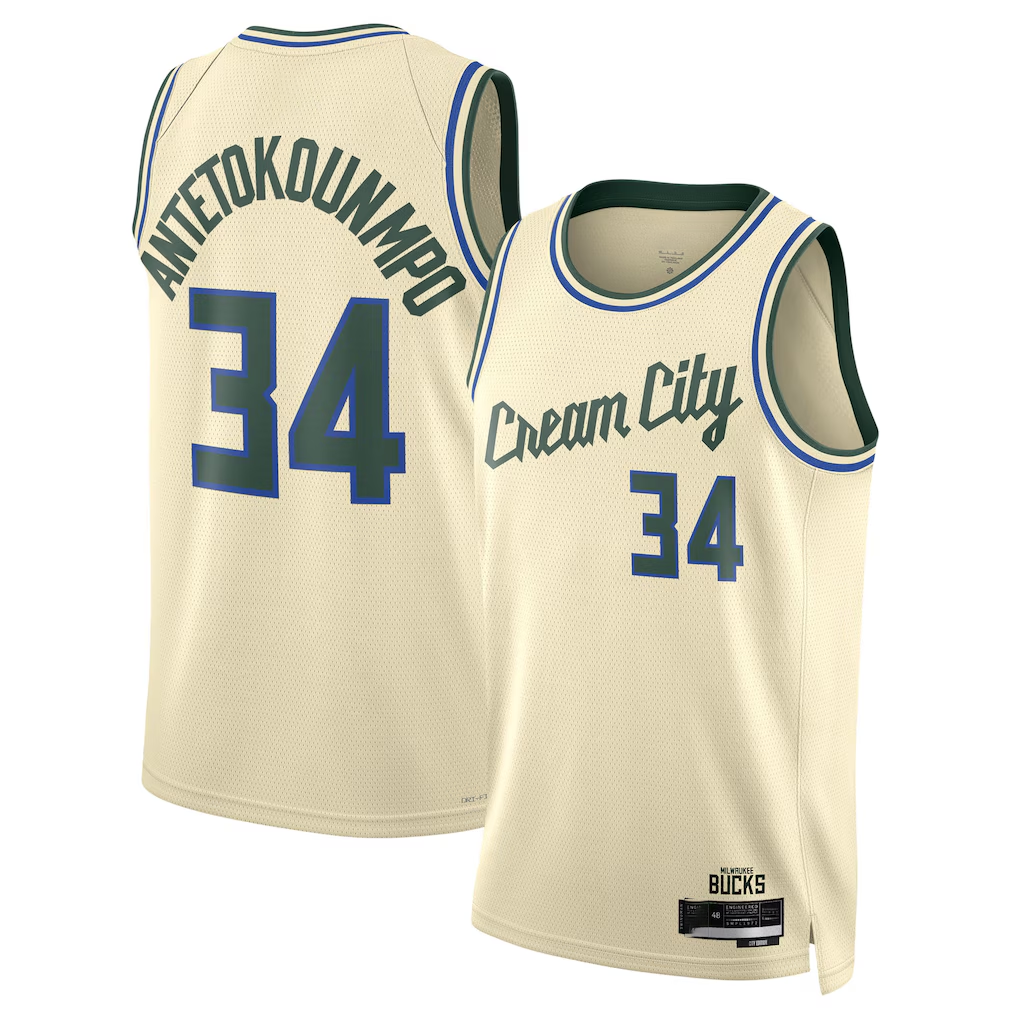 harde M.Bucks #34 Giannis Antetokounmpo Cream 2025-26 Swingman Jerseys - City Edition