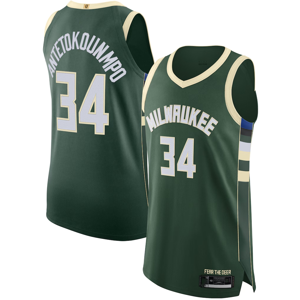 harde M.Bucks #34 Giannis Antetokounmpo Hunter Green Authentic Jerseys - Icon Edition