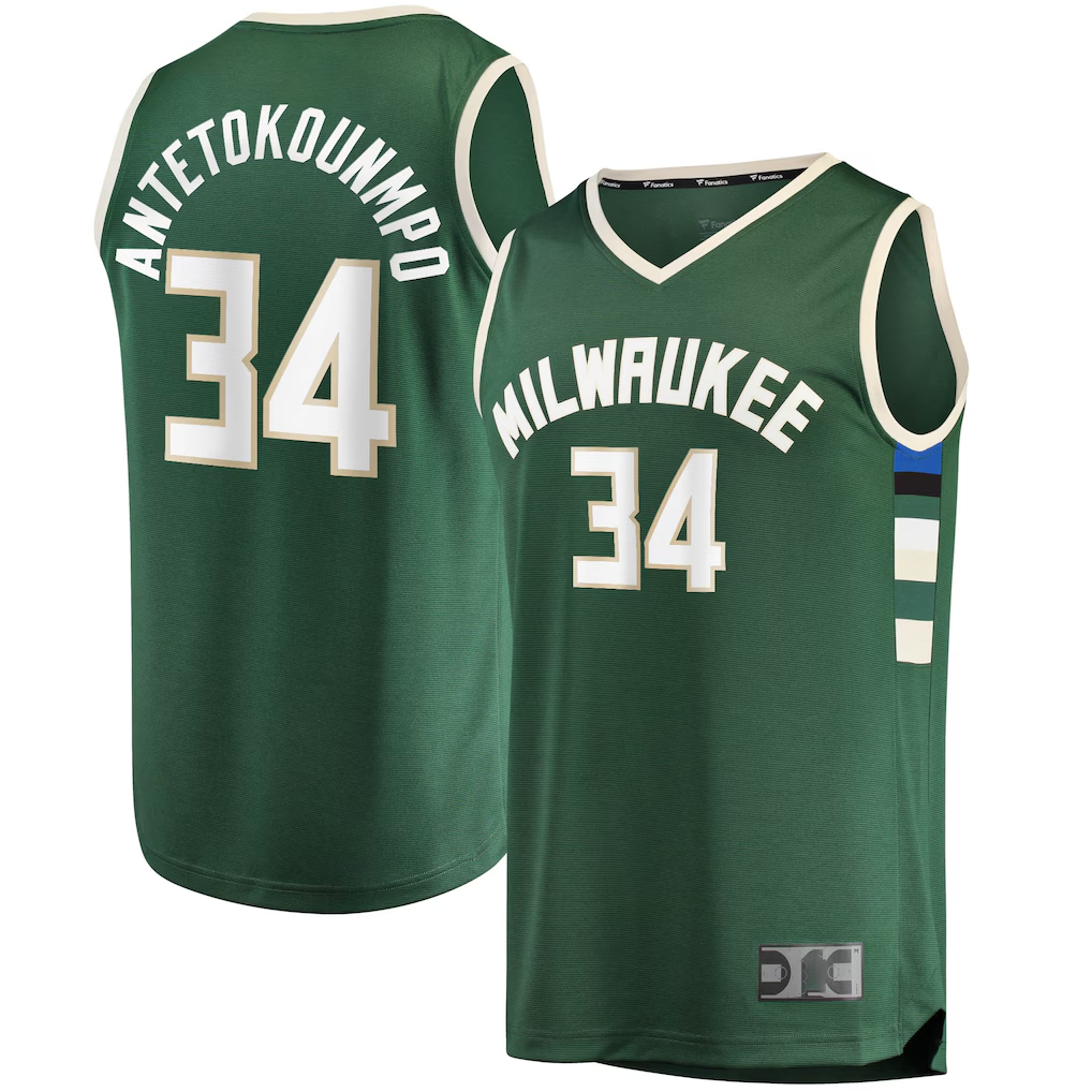 harde M.Bucks #34 Giannis Antetokounmpo Hunter Green Big & Tall Fast Break Player Jerseys - Icon Edition