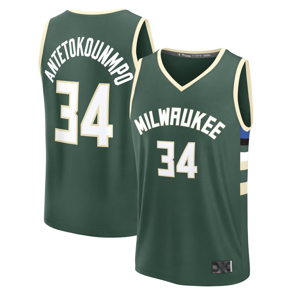 harde M.Bucks #34 Giannis Antetokounmpo Hunter Green Fast Break Replica Player Jerseys - Icon Edition