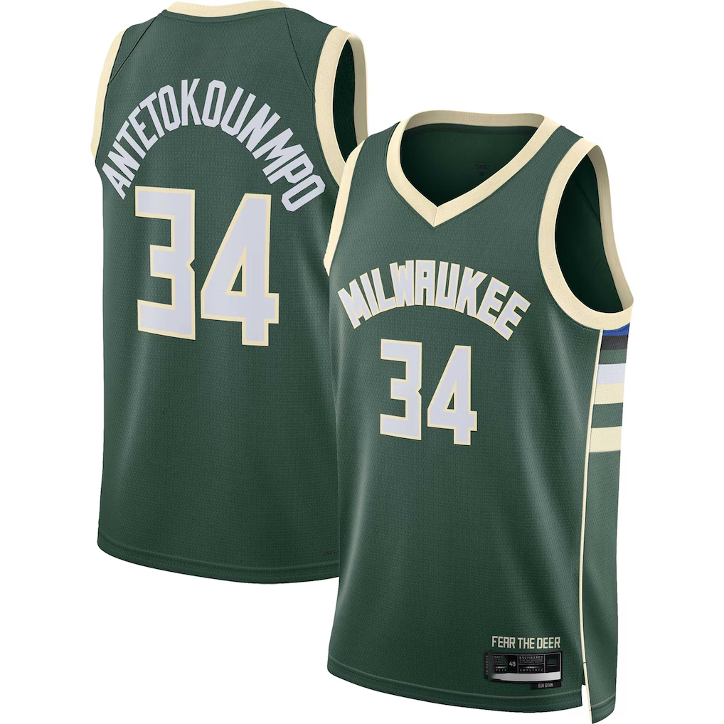 harde M.Bucks #34 Giannis Antetokounmpo Hunter Green Swingman Jerseys - Icon Edition