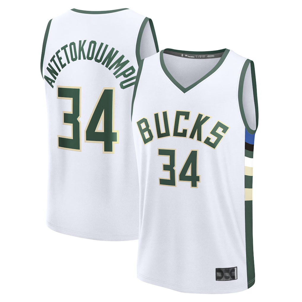 harde M.Bucks #34 Giannis Antetokounmpo White Fast Break Replica Player Jerseys - Association Edition
