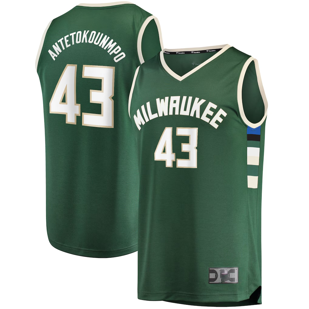 harde M.Bucks #43 Thanasis Antetokounmpo Hunter Green Fast Break Replica Player Jerseys - Icon Edition