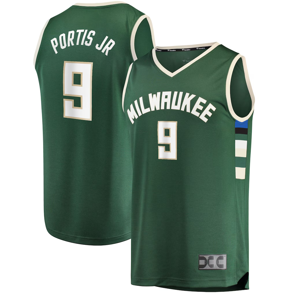 harde M.Bucks #9 Bobby Portis Green Fast Break Replica Jerseys - Icon Edition
