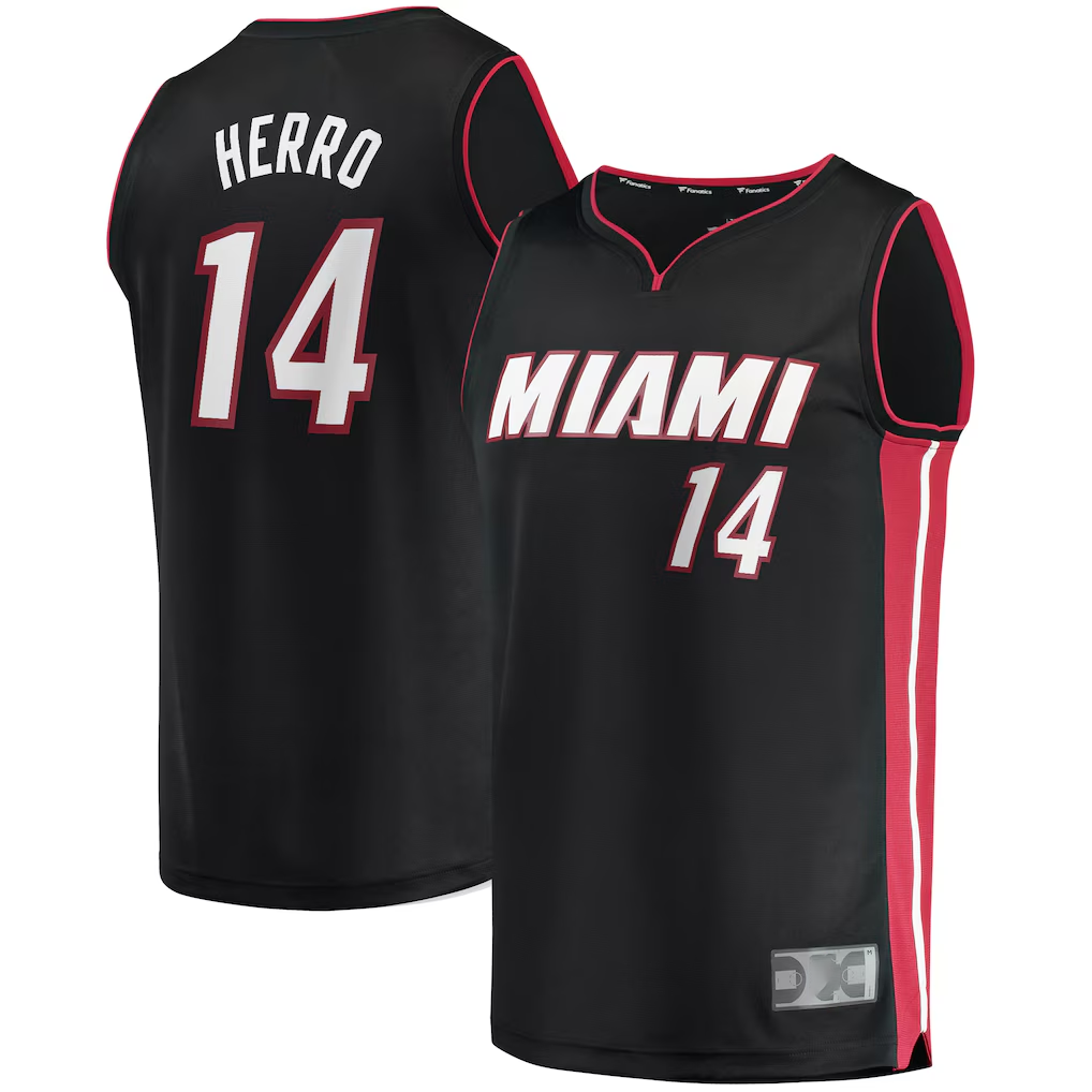 harde M.Heat #14 Tyler Herro Black Fast Break Replica Jerseys - Icon Edition