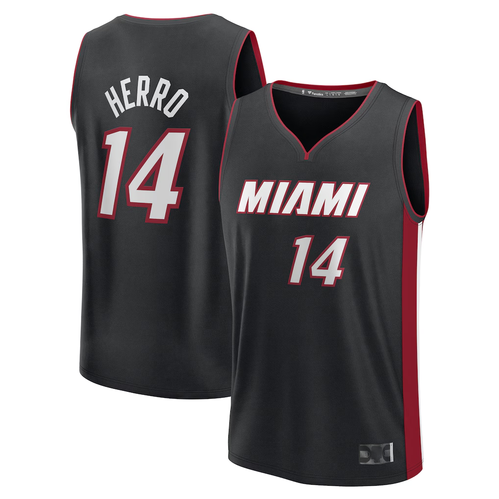 harde M.Heat #14 Tyler Herro Black Fast Break Replica Player Jerseys - Icon Edition