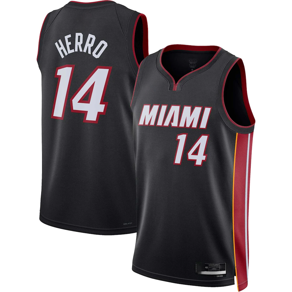 harde M.Heat #14 Tyler Herro Black Swingman Jerseys - Icon Edition