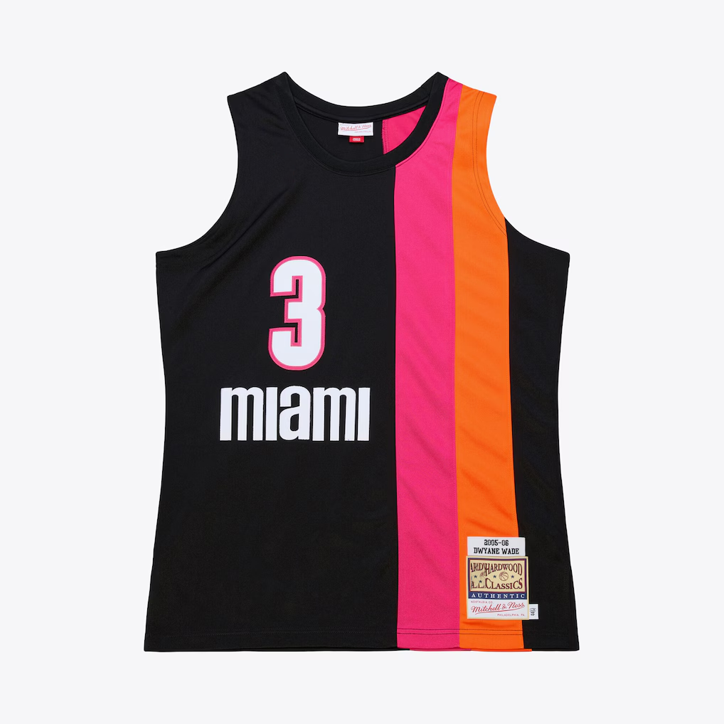 harde M.Heat #3 Dwyane Wade Mitchell & Ness Black 2005-06 Hardwood Classics Authentic Jerseys